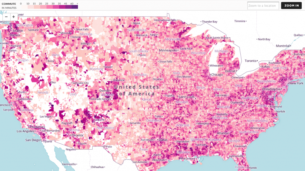 Interactive Map: Average Commute Times - InfrastructureUSA: Citizen ...