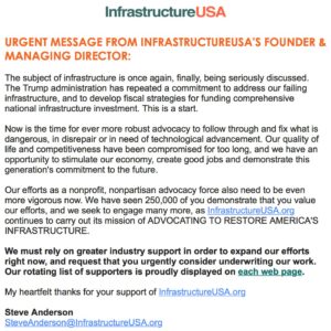 Urgent message from InfrastructureUSA's managing director