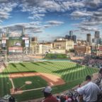 Wide angle view of Comerica Park, Detroit Tigers Stadium