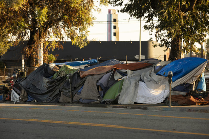 Roadside homeless encampment